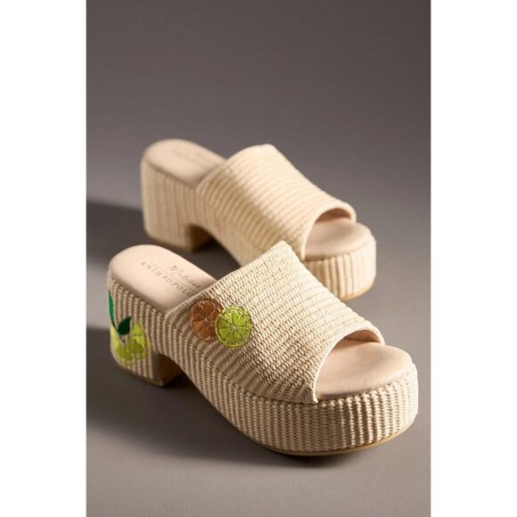 Matisse x Anthropologie Embroidered Fruits Platform Heels Citrus 11 - Picture 4 of 5